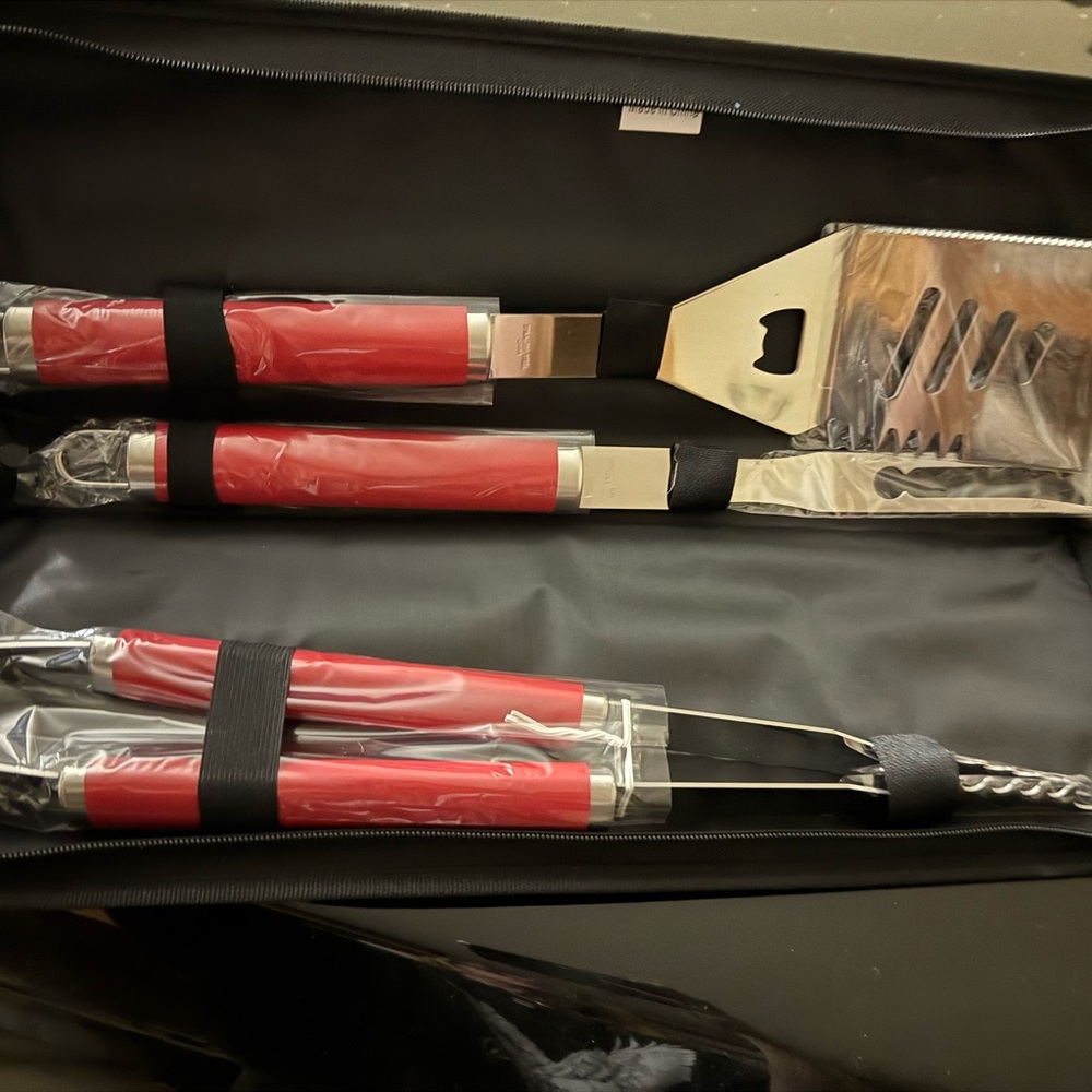 Red BBQ Grill Tool Set